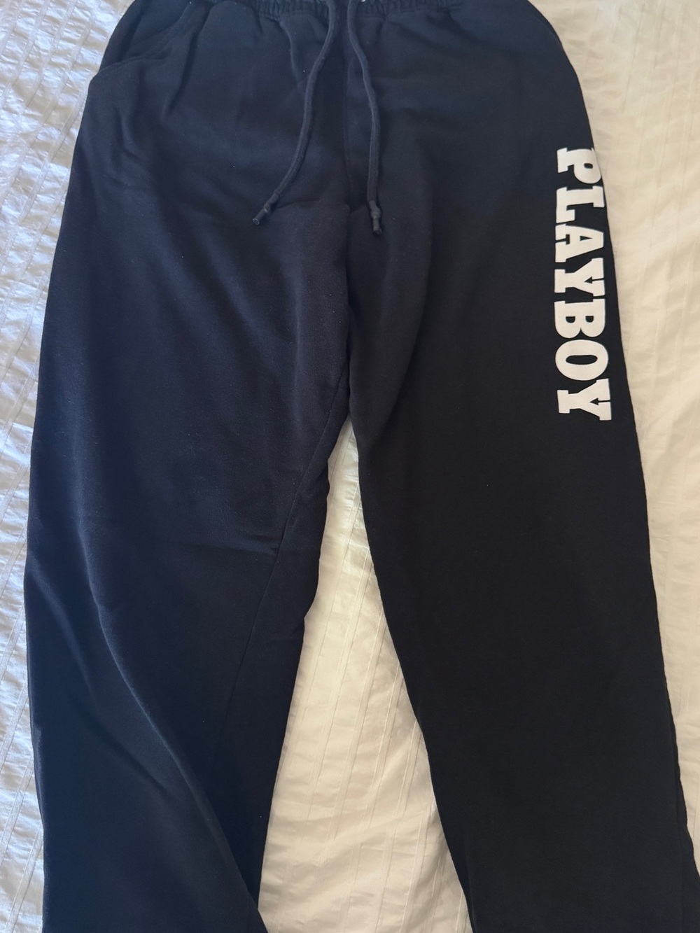 PLAYBOY Black Sweat Joggers with White Side Logo